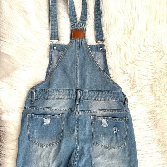 Jean Distressed Overalls - Picture 10 of 11